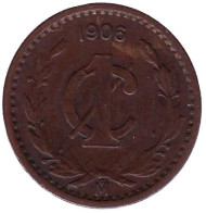 Монета 1 сентаво. 1906 год, Мексика. Монета 1 сентаво. 1906 год, Мексика.