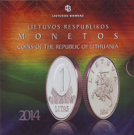 Банковский набор монет Литвы (9 шт.). 2014 год, Литва.  Банковский набор монет Литвы (9 шт.). 2014 год, Литва.