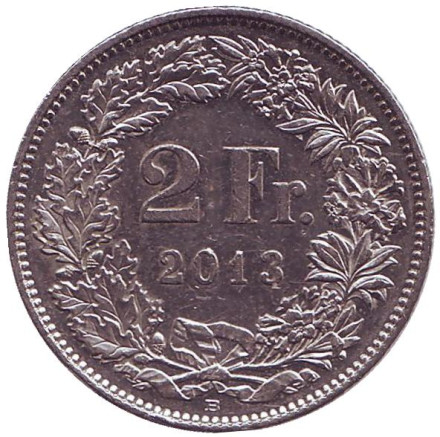 Монета 2 франка. 2013 год, Швейцария. Гельвеция.
