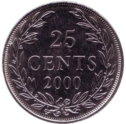 Монета 25 центов. 2000 год, Либерия. UNC.