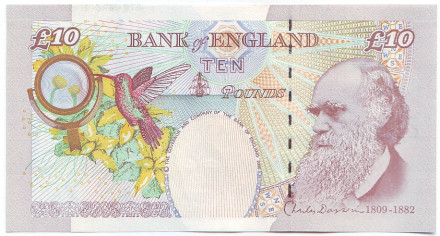 Банкнота 10 фунтов. 2000 год, Великобритания. (Bailey). Чарльз Дарвин. Банкнота 10 фунтов. 2000 год, Великобритания. (Bailey). Чарльз Дарвин.