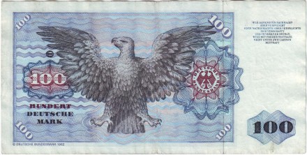 Банкнота 100 марок. 1980 год, ФРГ. Тип 2. Себастиан Мюнстер. Орел.