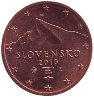 Монета 2 цента, 2010 год, Словакия. Монета 2 цента, 2010 год, Словакия.