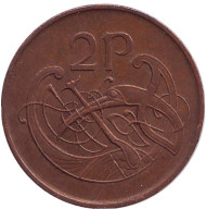 Монета 2 пенса. 1986 год, Ирландия. Птица. Ирландская арфа. Монета 2 пенса. 1986 год, Ирландия. Птица. Ирландская арфа.