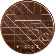 Монета 5 гульденов. 1999 год, Нидерланды. BU. Монета 5 гульденов. 1999 год, Нидерланды. BU.