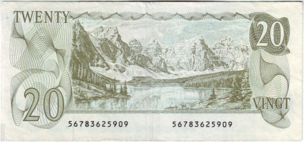 Банкнота 20 долларов. 1979 год, Канада. Банкнота 20 долларов. 1979 год, Канада.