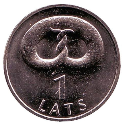 Монета 1 лат, 2005 год, Латвия. Крендель.