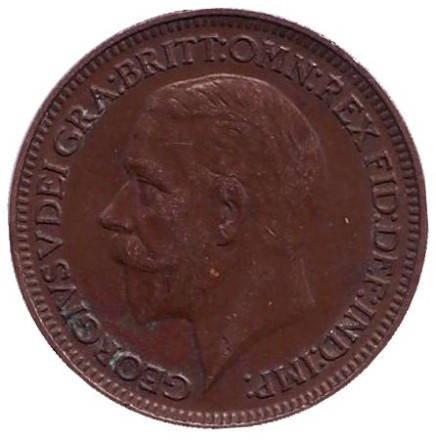 Монета 1 фартинг. 1927 год, Великобритания. Монета 1 фартинг. 1927 год, Великобритания.