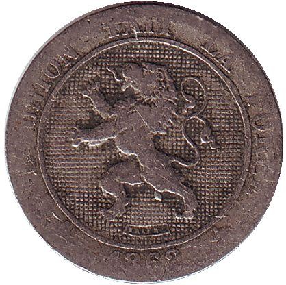 Монета 5 сантимов. 1862 год, Бельгия. Монета 5 сантимов. 1862 год, Бельгия.