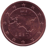 Монета 5 центов. 2018 год, Эстония.