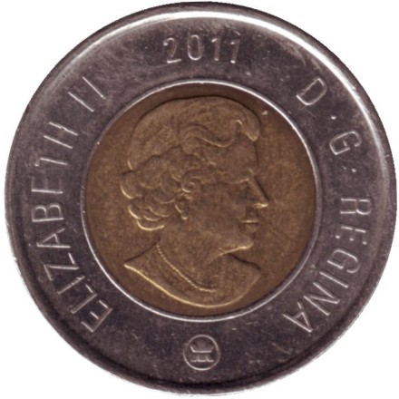 Монета 2 доллара. 2011 год, Канада. Медведь. Монета 2 доллара. 2011 год, Канада. Медведь.