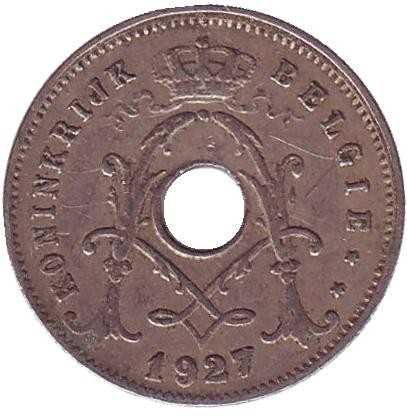 Монета 5 сантимов. 1927 год, Бельгия. (Belgie)