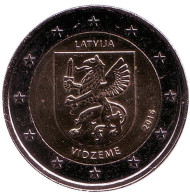 Монета 2 евро. 2016 год, Латвия. Видземе. Исторические области Латвии. Монета 2 евро. 2016 год, Латвия. Видземе. Исторические области Латвии.