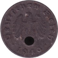 Монета 1 рейхспфенниг. 1940 год, Германия (Третий Рейх). (J). Цинк. Монета 1 рейхспфенниг. 1940 год, Германия (Третий Рейх). (J). Цинк.