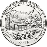 Монета 25 центов (P). 2014 год, США. Национальный парк Грейт-Смоки-Маунтэйнс. Парк № 21. Монета 25 центов (P). 2014 год, США. Национальный парк Грейт-Смоки-Маунтэйнс. Парк № 21.