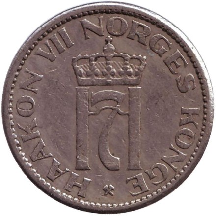 Монета 50 эре. 1954 год, Норвегия. Редкая. Монета 50 эре. 1954 год, Норвегия. Редкая.