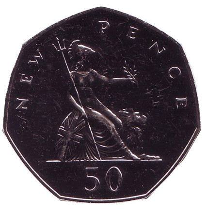 Монета 50 новых пенсов. 1971 год, Великобритания. BU.