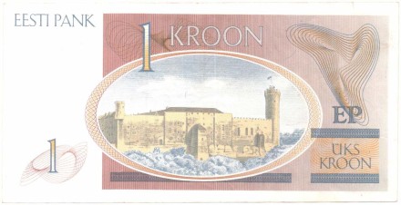 Банкнота 1 крона. 1992 год, Эстония. Кристьян Рауд.