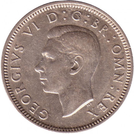 Монета 1 шиллинг. 1942 год, Великобритания. (Герб Англии).