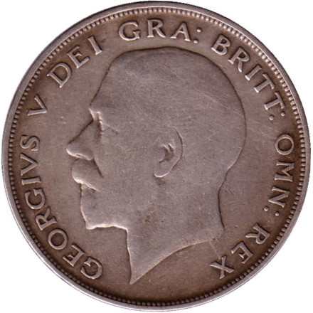 Монета 1/2 кроны. 1922 год, Великобритания.