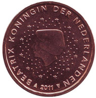 Монета 2 цента. 2011 год, Нидерланды.