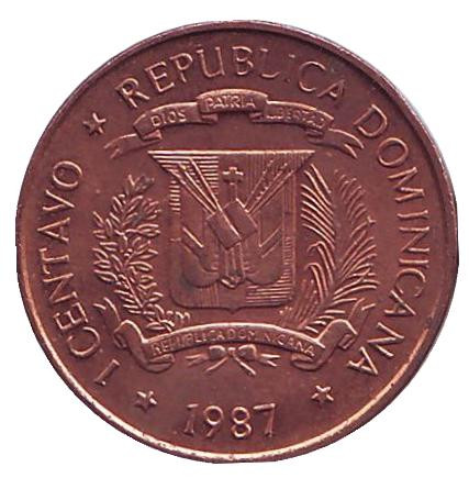 Монета 1 сентаво. 1987 год, Доминиканская республика. Монета 1 сентаво. 1987 год, Доминиканская республика.