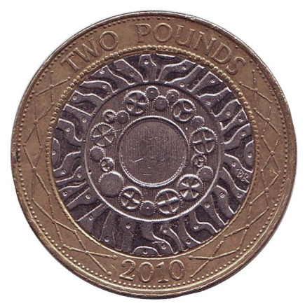 Монета 2 фунта. 2010 год, Великобритания.