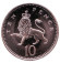 Монета 10 пенсов. 1996 год, Великобритания. Лев. BU.