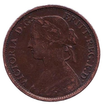 Монета 1 фартинг. 1860 год, Великобритания.