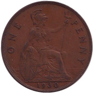Монета 1 пенни. 1930 год, Великобритания. Монета 1 пенни. 1930 год, Великобритания.