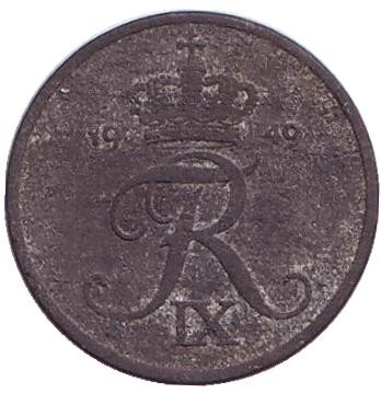 Монета 1 эре. 1949 год, Дания.