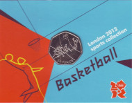 Монета 50 пенсов. 2011 год, Великобритания. Баскетбол. Летние Олимпийские игры 2012 года в Лондоне. В блистере. Монета 50 пенсов. 2011 год, Великобритания. Баскетбол. Летние Олимпийские игры 2012 года в Лондоне. В блистере.