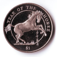 Год лошади. 1 доллар, 2002 год, Сьерра-Леоне. Год лошади. 1 доллар, 2002 год, Сьерра-Леоне.