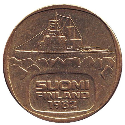 Монета 5 марок, 1982 год, Финляндия. Ледокол Урхо.