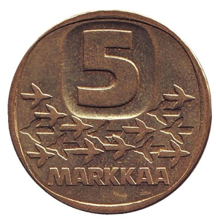 Монета 5 марок, 1982 год, Финляндия. Ледокол Урхо. Монета 5 марок, 1982 год, Финляндия. Ледокол Урхо.