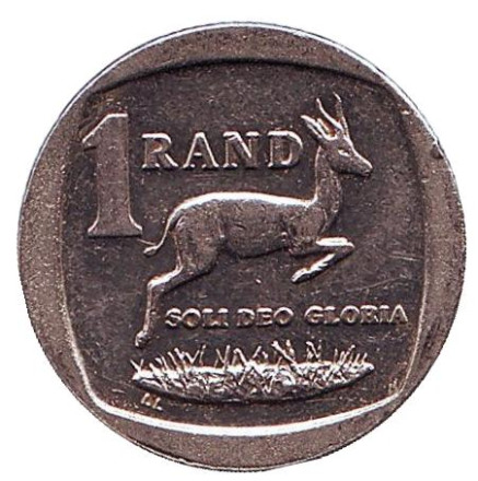 Монета 1 ранд. 2010 год, ЮАР. Газель.
