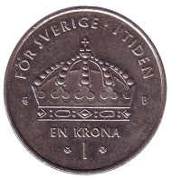 Монета 1 крона. 2002 год, Швеция. Монета 1 крона. 2002 год, Швеция.