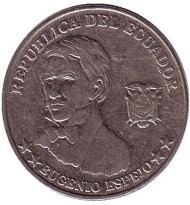 Монета 10 сентаво. 2000 год, Эквадор. Эухенио Эспехо. Монета 10 сентаво. 2000 год, Эквадор. Эухенио Эспехо.