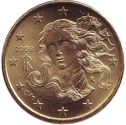 Монета 10 центов. 2008 год, Италия.