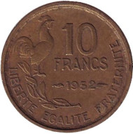 Монета 10 франков. 1952 год, Франция. Монета 10 франков. 1952 год, Франция.