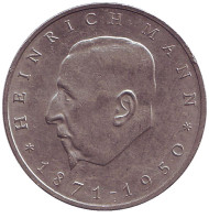 Монета 20 марок. 1971 год, ГДР. 100-летие со дня рождения Генриха Манна. Монета 20 марок. 1971 год, ГДР. 100-летие со дня рождения Генриха Манна.