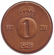 Монета 1 эре. 1961 год, Швеция. (TS) Монета 1 эре. 1961 год, Швеция. (TS)
