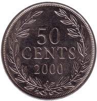 Монета 50 центов. 2000 год, Либерия.