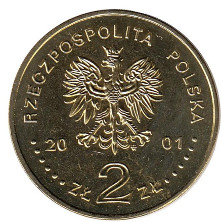 Монета 2 злотых. 2001 год, Польша. 100-я годовщина со дня рождения Кардинала Стефана Вышинского. Монета 2 злотых. 2001 год, Польша. 100-я годовщина со дня рождения Кардинала Стефана Вышинского.