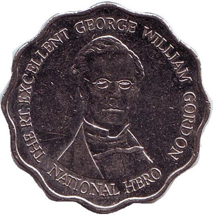 Монета 10 долларов. 2005 год, Ямайка. Джордж Гордон - национальный герой.