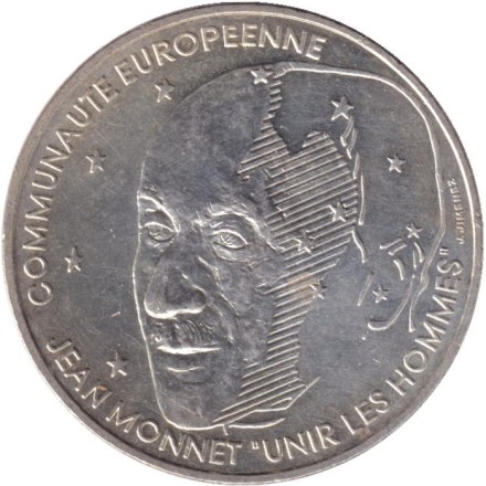 Монета 100 франков. 1992 год, Франция. Жан Монне.
