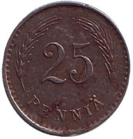 Монета 25 пенни. 1943 год, Финляндия. (Железо). Монета 25 пенни. 1943 год, Финляндия. (Железо).