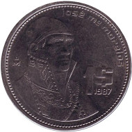 Монета 1 песо. 1987 год, Мексика. Хосе Мария Морелос. Монета 1 песо. 1987 год, Мексика. Хосе Мария Морелос.