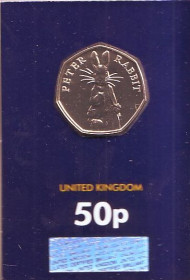 Монета 50 пенсов. 2019 год, Великобритания. 150 лет со дня рождения Беатрис Поттер. Кролик Питер. В блистере. Монета 50 пенсов. 2019 год, Великобритания. 150 лет со дня рождения Беатрис Поттер. Кролик Питер. В блистере.