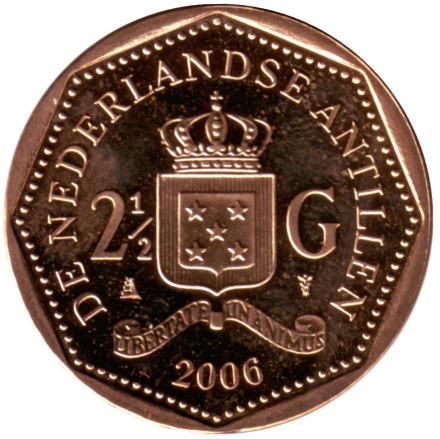 Монета 2,5 гульдена. 2006 год, Нидерландские Антильские острова.